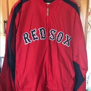 Red socks pull over jacket